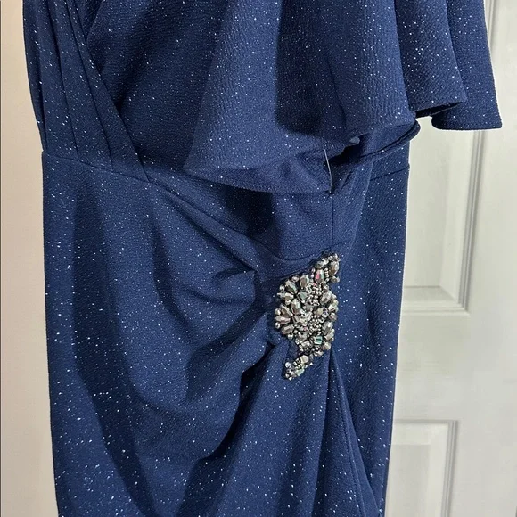 SLNY Shimmering Navy Midi Dress - Picture 3 of 6